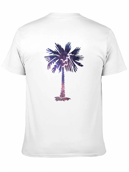 Cosmic Palm Tree Graphic Tee - Stylish Black T-Shirt