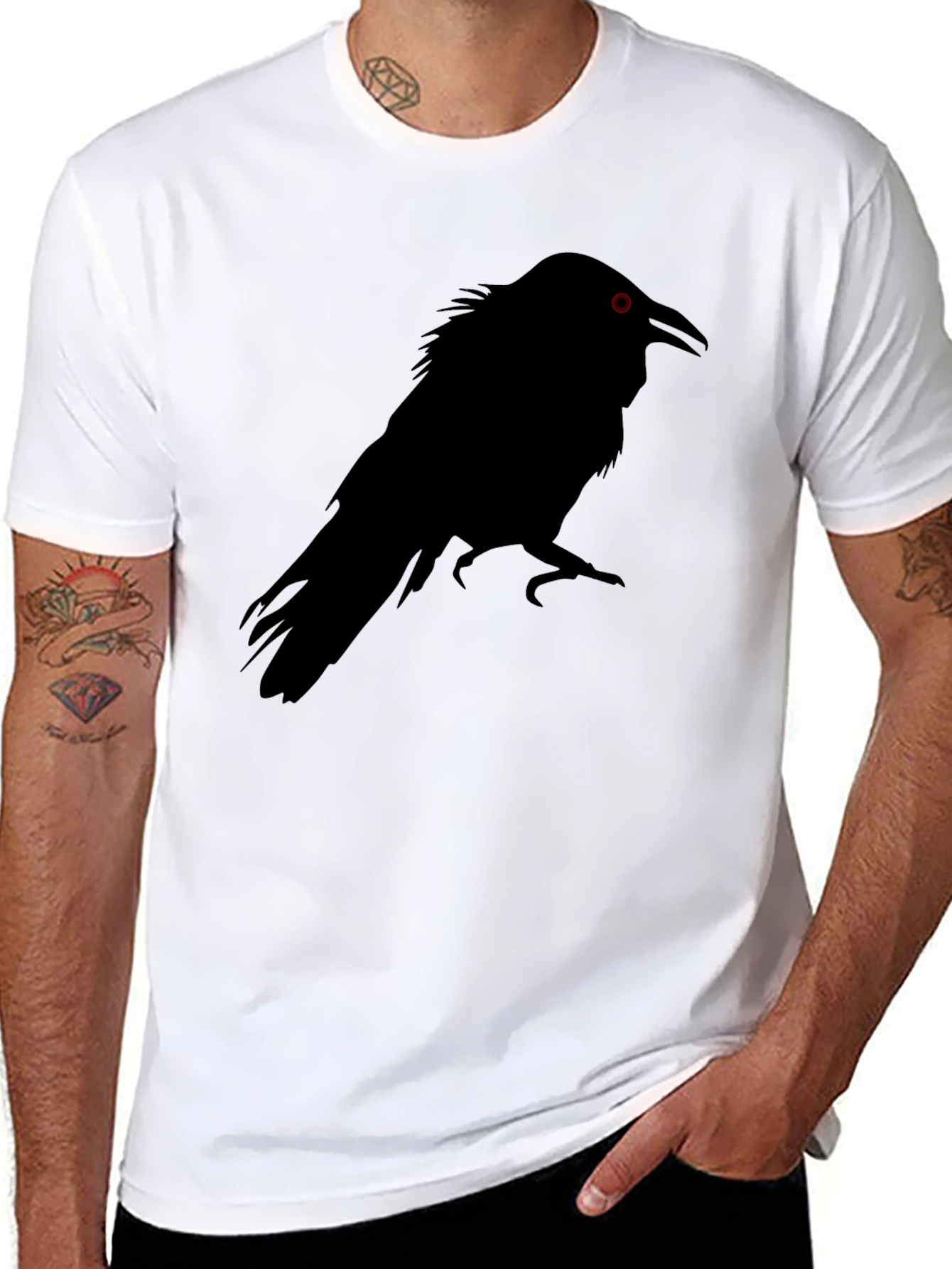 Raven Graphic Tee - Black Crow Design T-Shirt