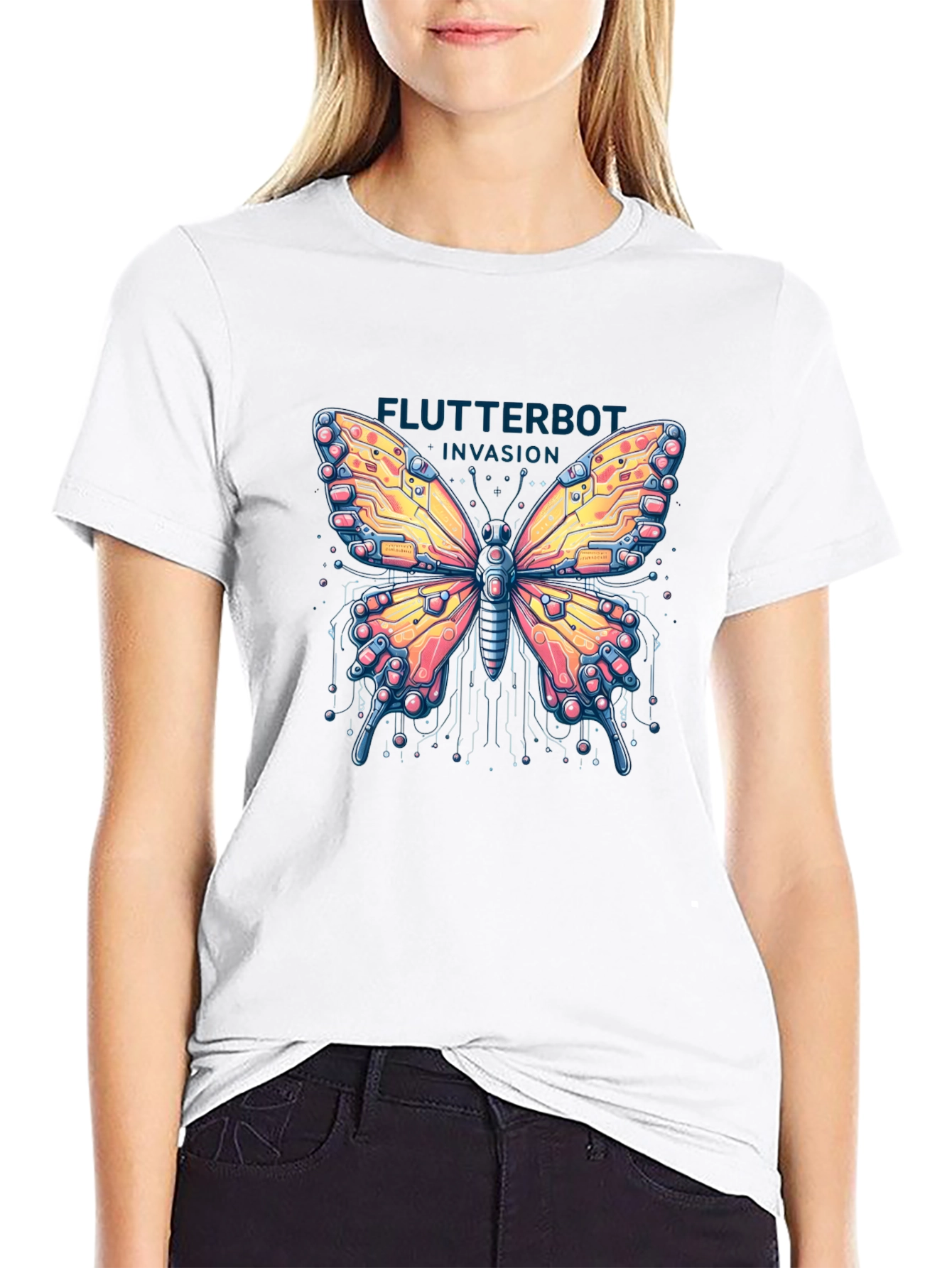 Flutterbot Invasion T-Shirt - Robotic Butterfly Design