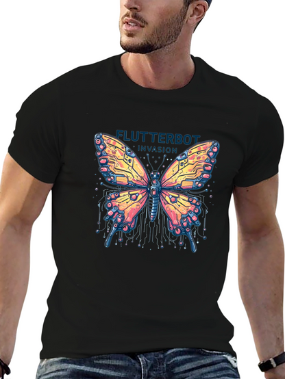 Flutterbot Invasion T-Shirt - Robotic Butterfly Design