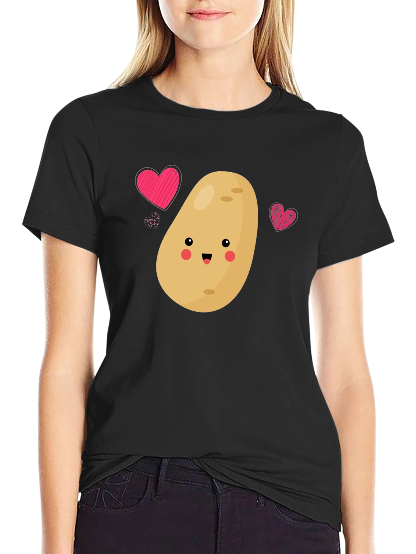 Cute Potato Love T-Shirt - Unisex Black Tee