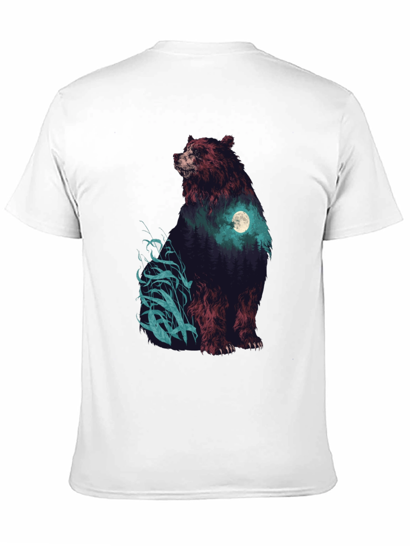 Bear Forest Moon Graphic T-Shirt