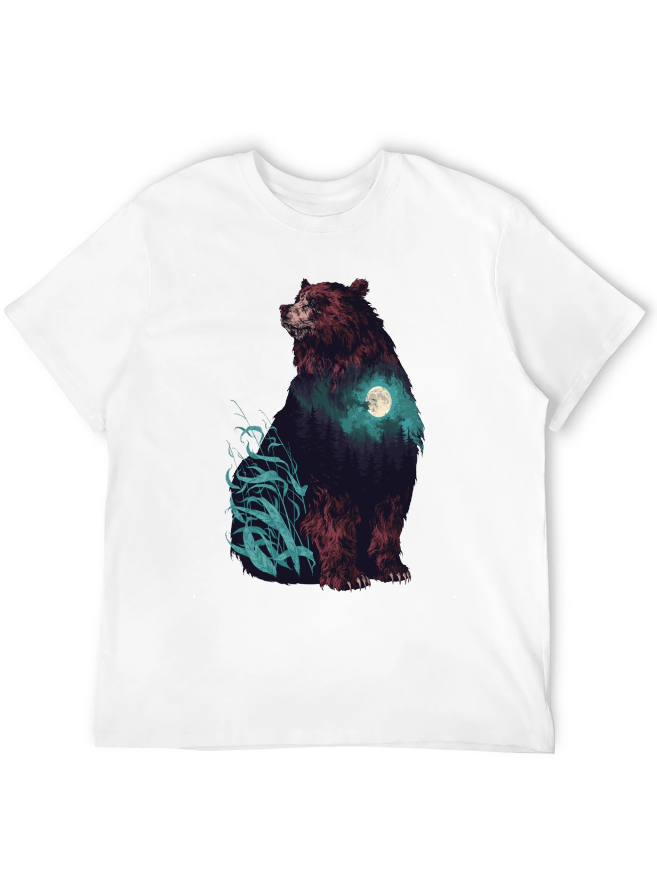 Bear Forest Moon Graphic T-Shirt
