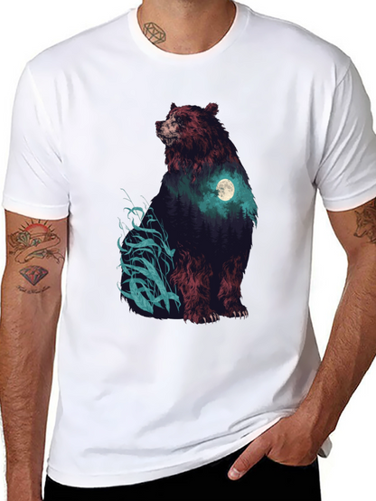 Bear Forest Moon Graphic T-Shirt