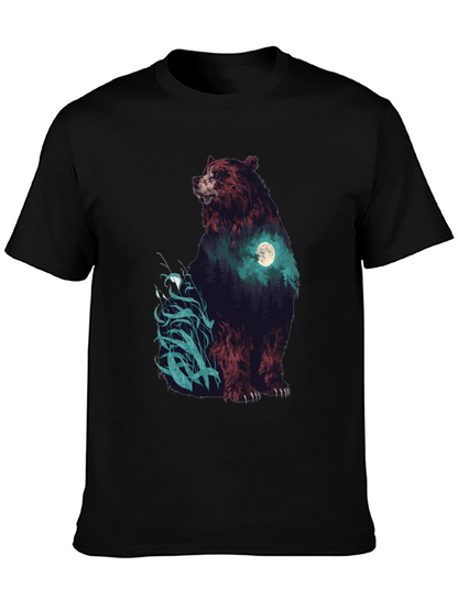 Bear Forest Moon Graphic T-Shirt