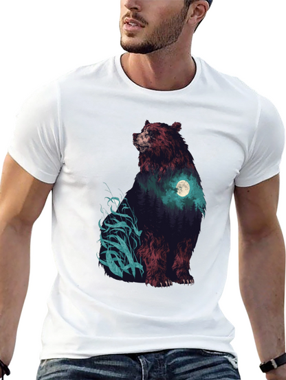 Bear Forest Moon Graphic T-Shirt