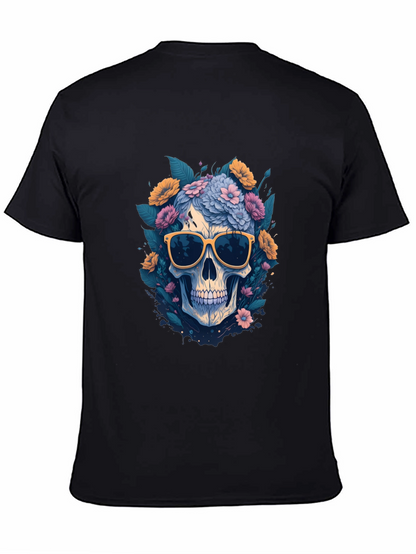 Skull with Flowers & Shades Graphic Tee