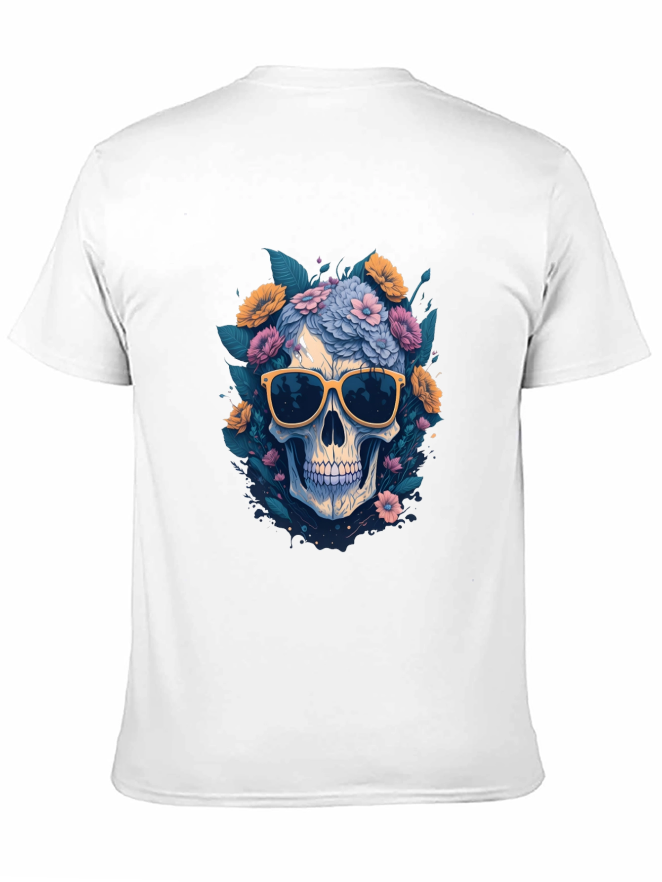 Skull with Flowers & Shades Graphic Tee