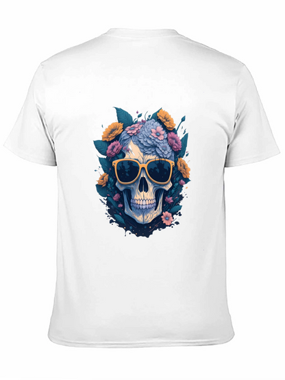 Skull with Flowers & Shades Graphic Tee