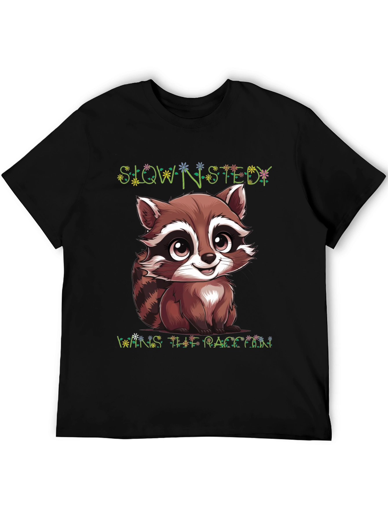 Cute Raccoon Graphic Tee - Slow & Steady Wins!