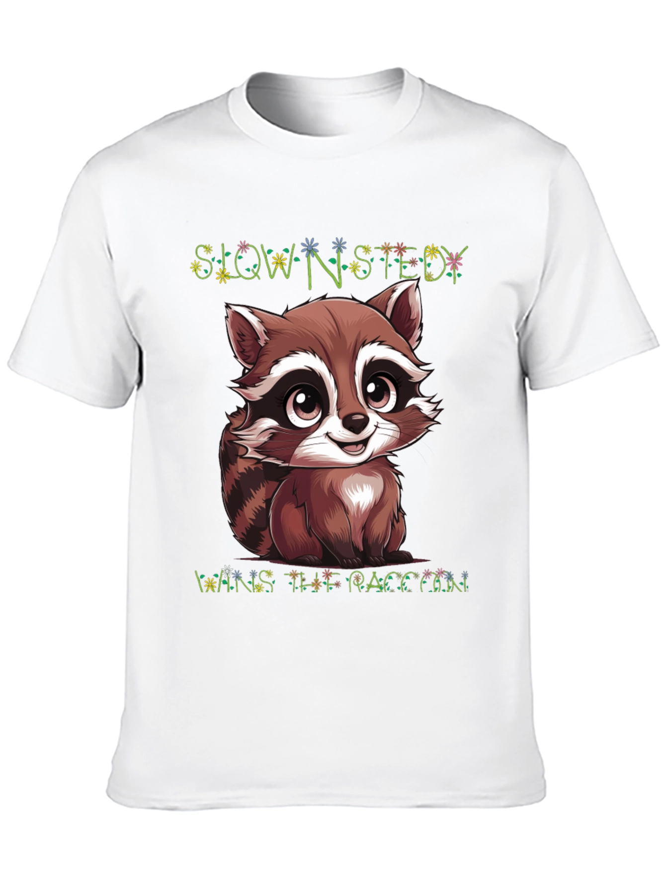 Cute Raccoon Graphic Tee - Slow & Steady Wins!