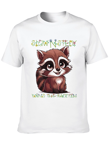 Cute Raccoon Graphic Tee - Slow & Steady Wins!