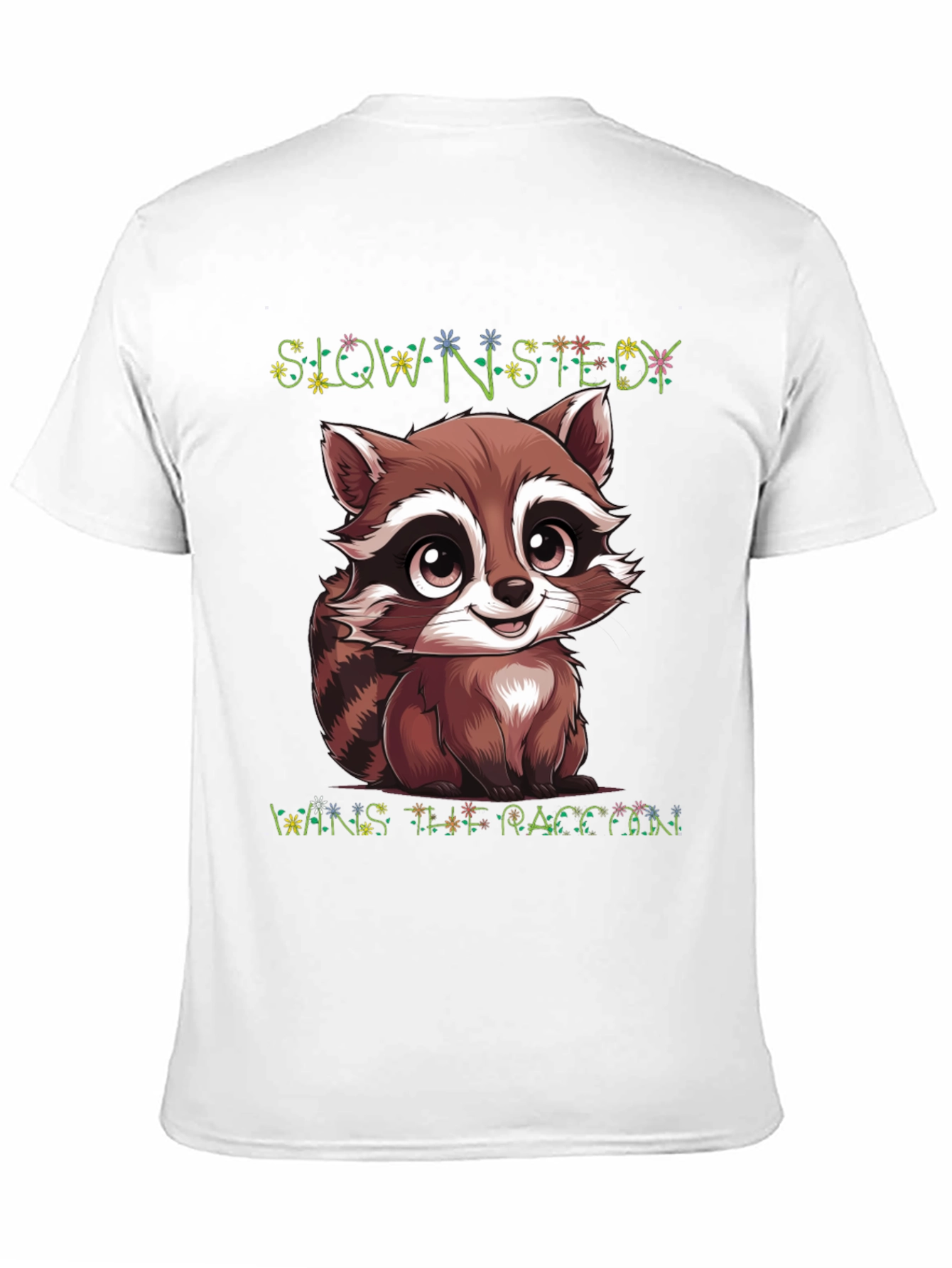 Cute Raccoon Graphic Tee - Slow & Steady Wins!