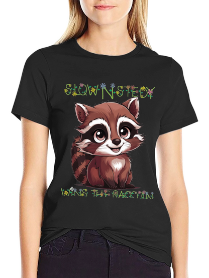 Cute Raccoon Graphic Tee - Slow & Steady Wins!
