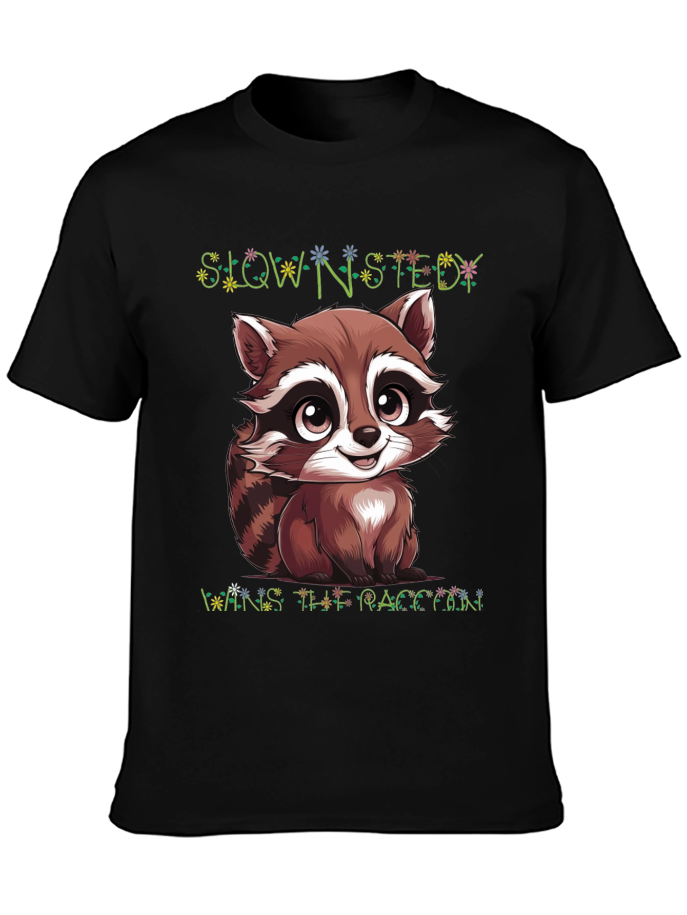 Cute Raccoon Graphic Tee - Slow & Steady Wins!