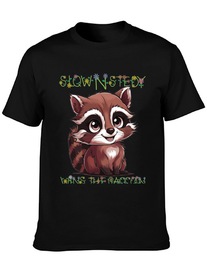 Cute Raccoon Graphic Tee - Slow & Steady Wins!