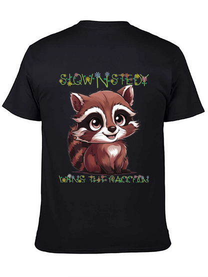 Cute Raccoon Graphic Tee - Slow & Steady Wins!