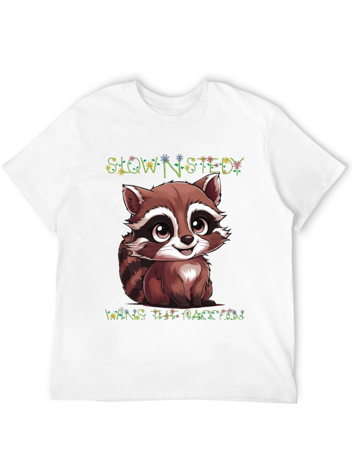 Cute Raccoon Graphic Tee - Slow & Steady Wins!