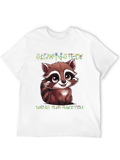 Cute Raccoon Graphic Tee - Slow & Steady Wins!