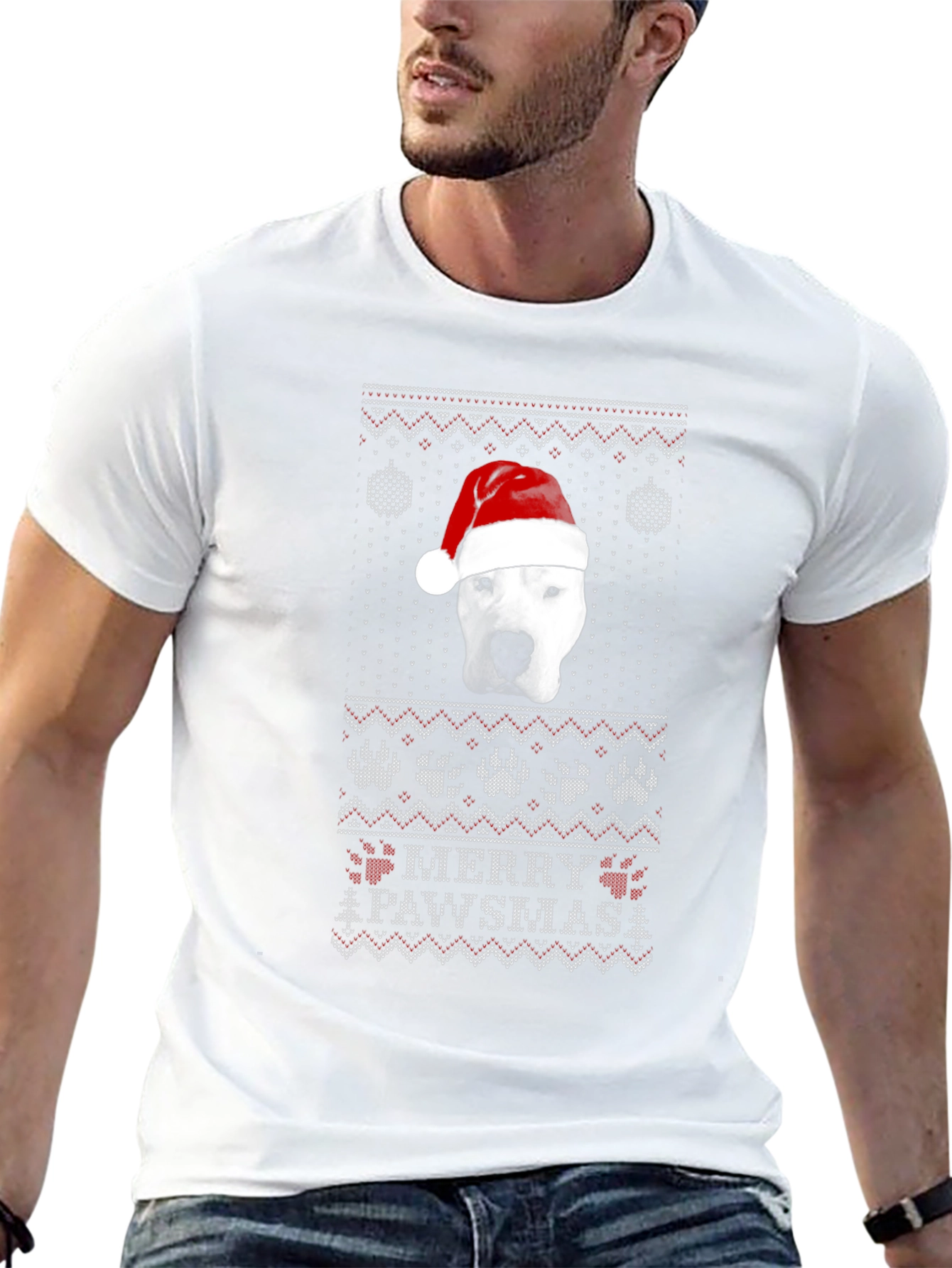 Merry Pawsmas Dog Christmas Sweater T-Shirt