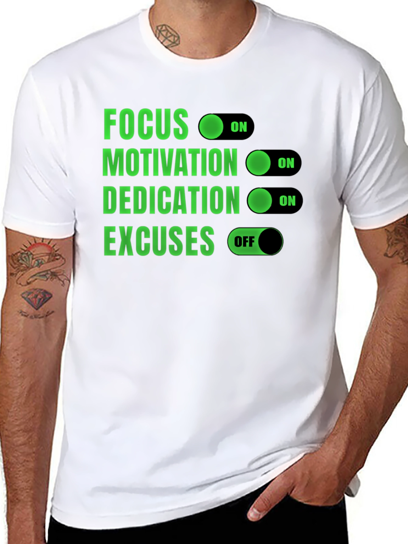 Focus Motivation Dedication Excuses T-Shirt