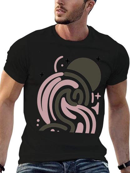 Abstract Graphic Print Black T-Shirt