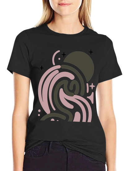 Abstract Graphic Print Black T-Shirt