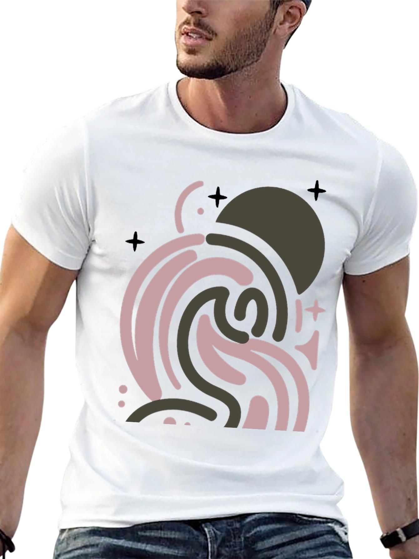 Abstract Graphic Print Black T-Shirt