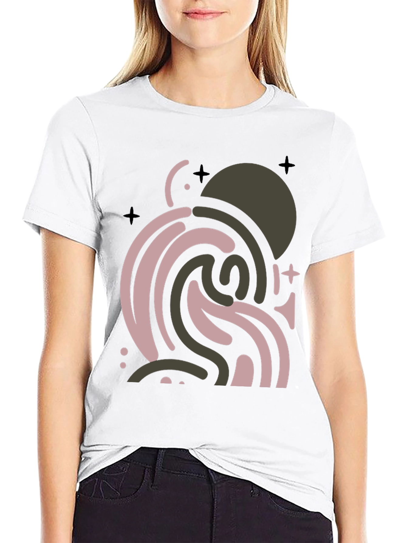 Abstract Graphic Print Black T-Shirt