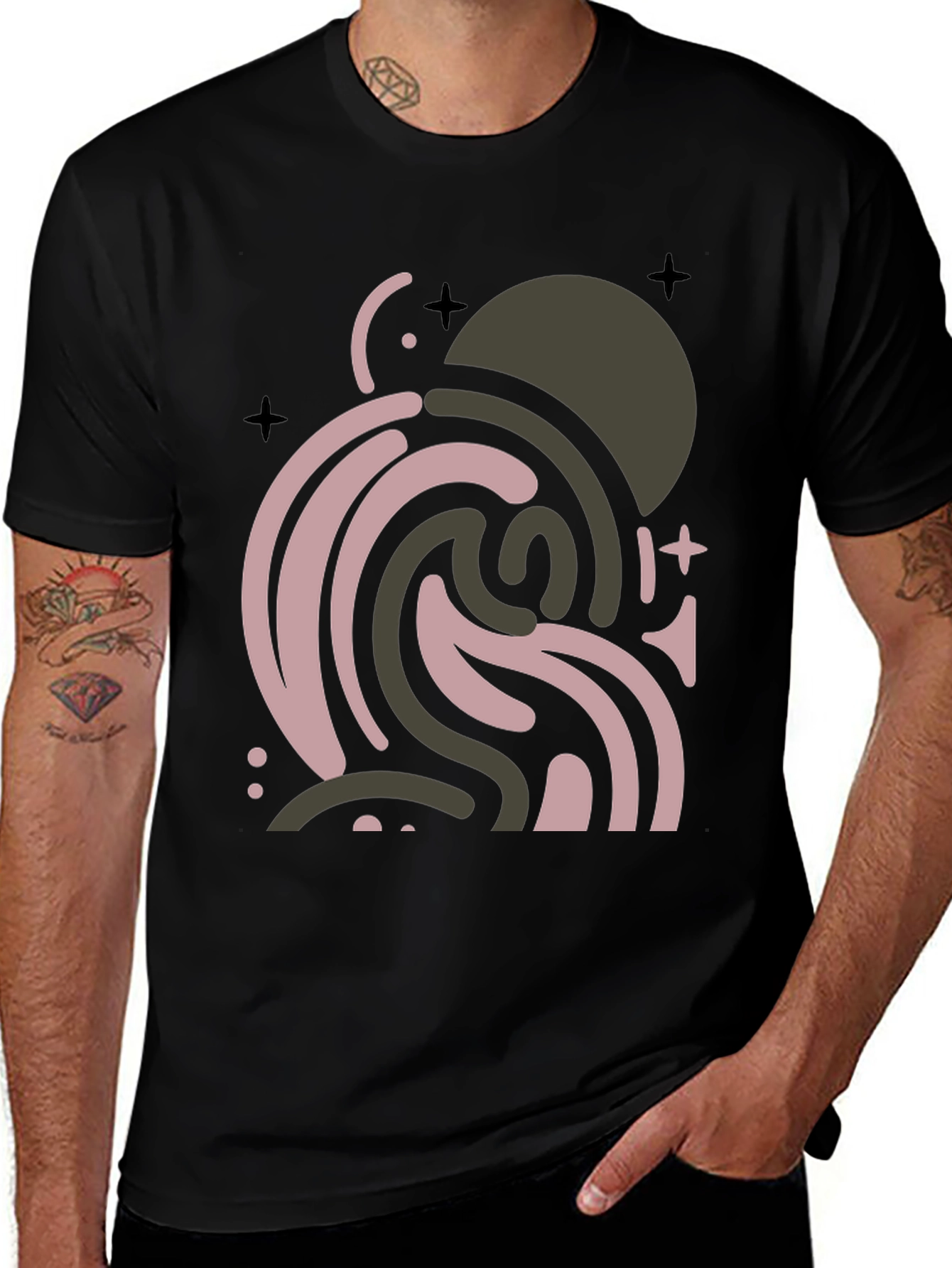 Abstract Graphic Print Black T-Shirt