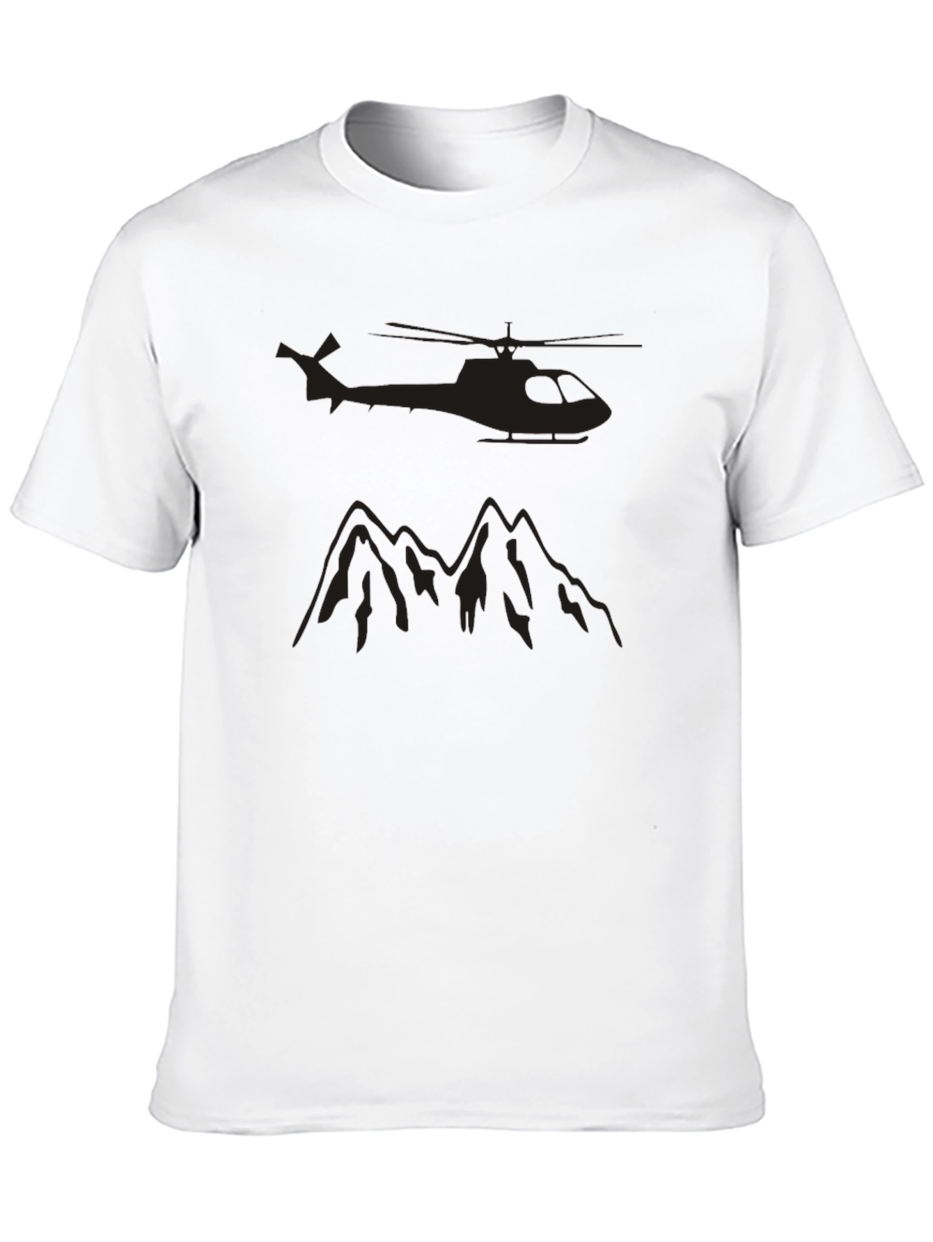 Black Helicopter & Mountain Graphic T-Shirt