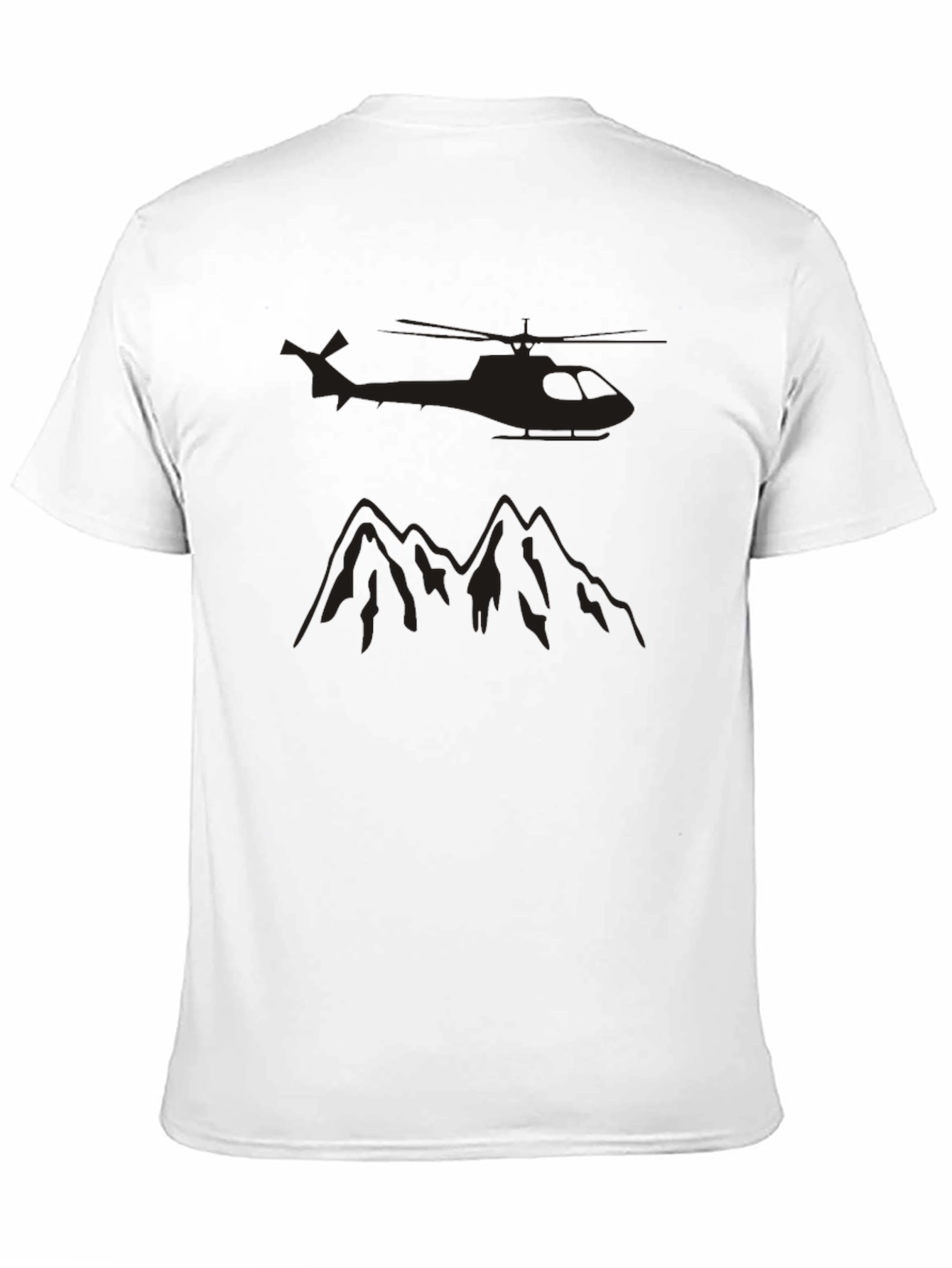 Black Helicopter & Mountain Graphic T-Shirt