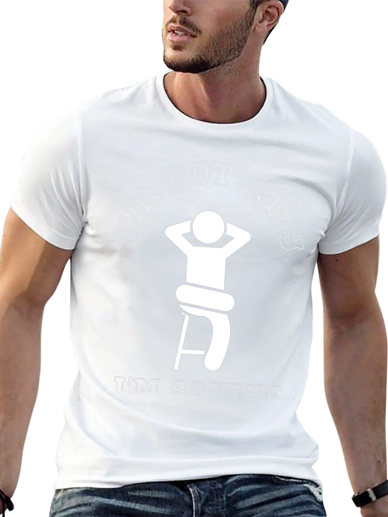 Funny Lazy Graphic Tee - Saving Energy T-Shirt