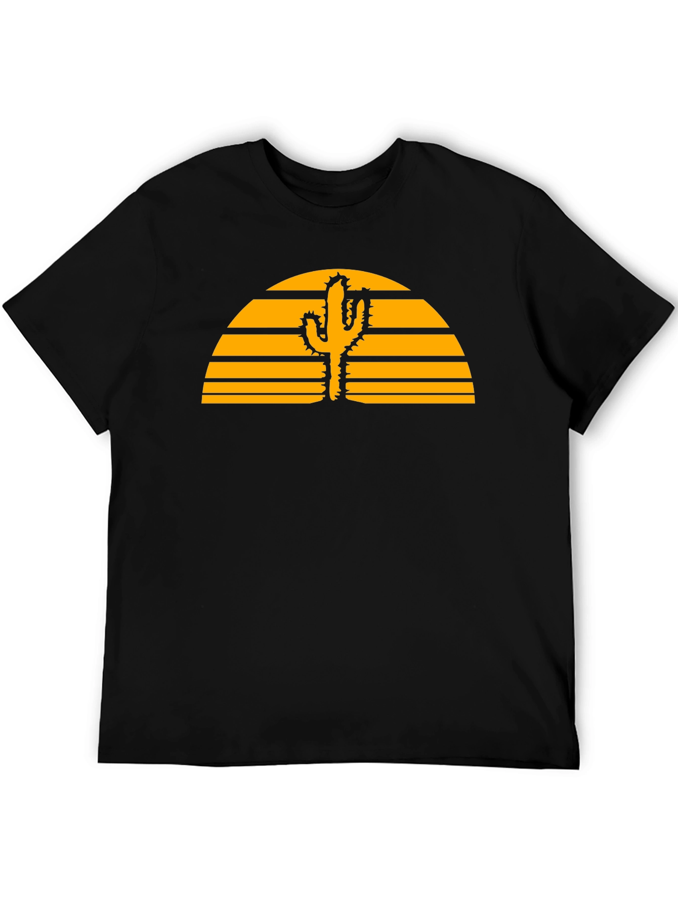 Desert Sunset Cactus Graphic Tee - Black