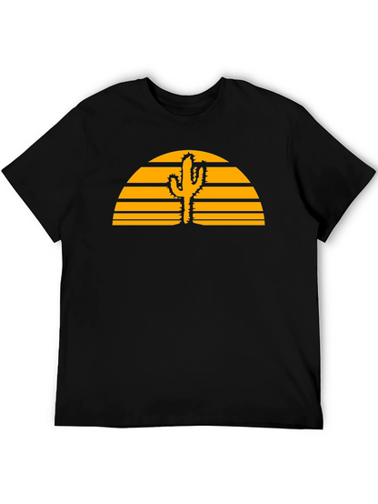 Desert Sunset Cactus Graphic Tee - Black
