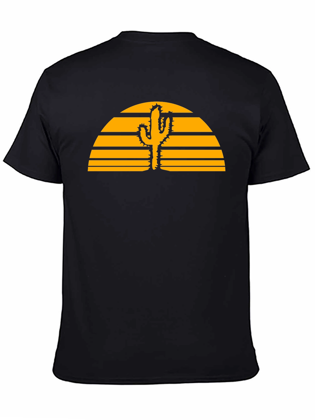 Desert Sunset Cactus Graphic Tee - Black