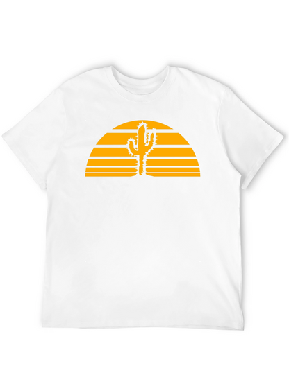 Desert Sunset Cactus Graphic Tee - Black