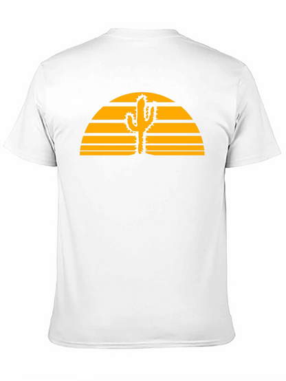 Desert Sunset Cactus Graphic Tee - Black