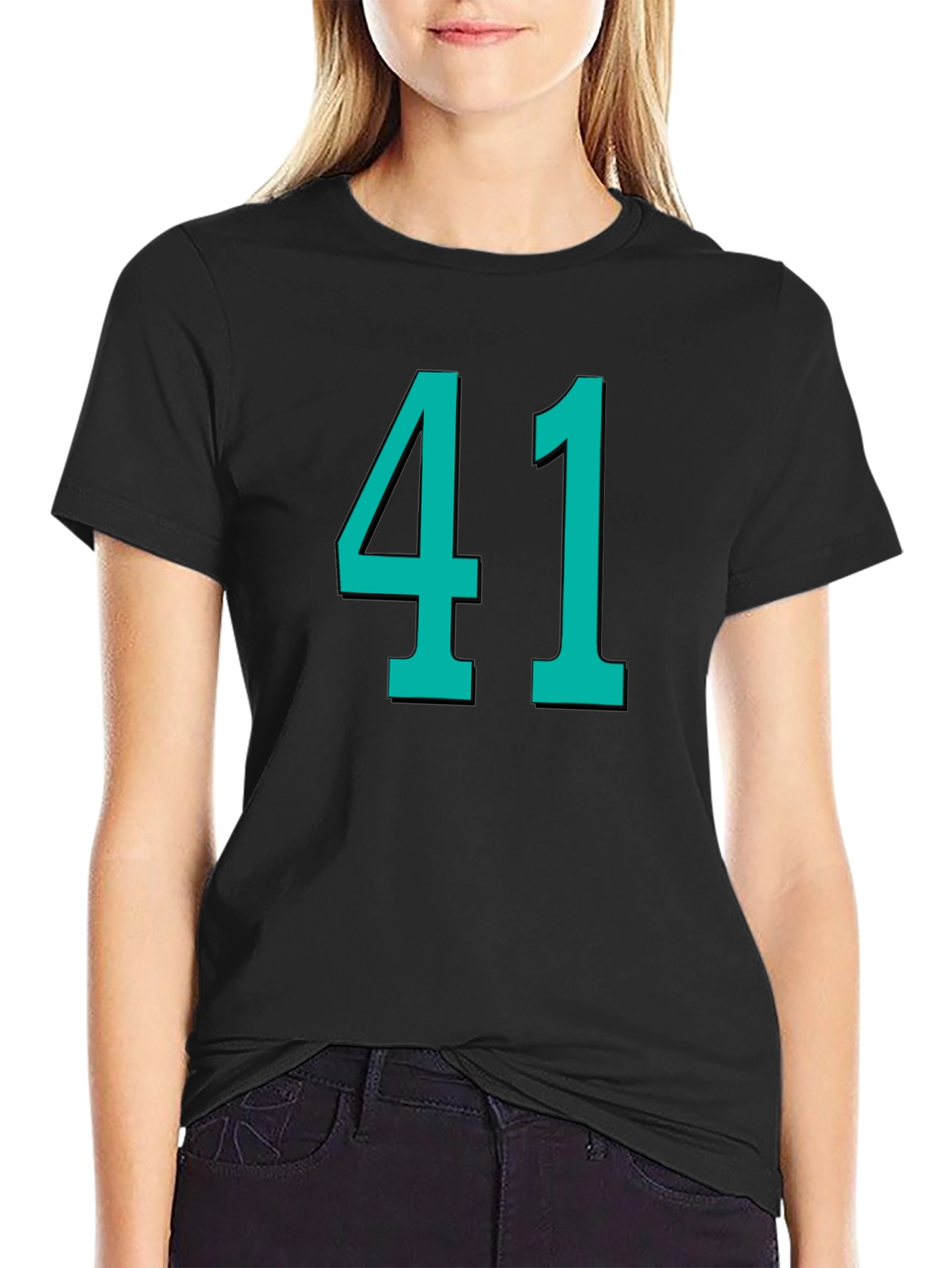 Number 41 Graphic Tee - Black Cotton T-Shirt