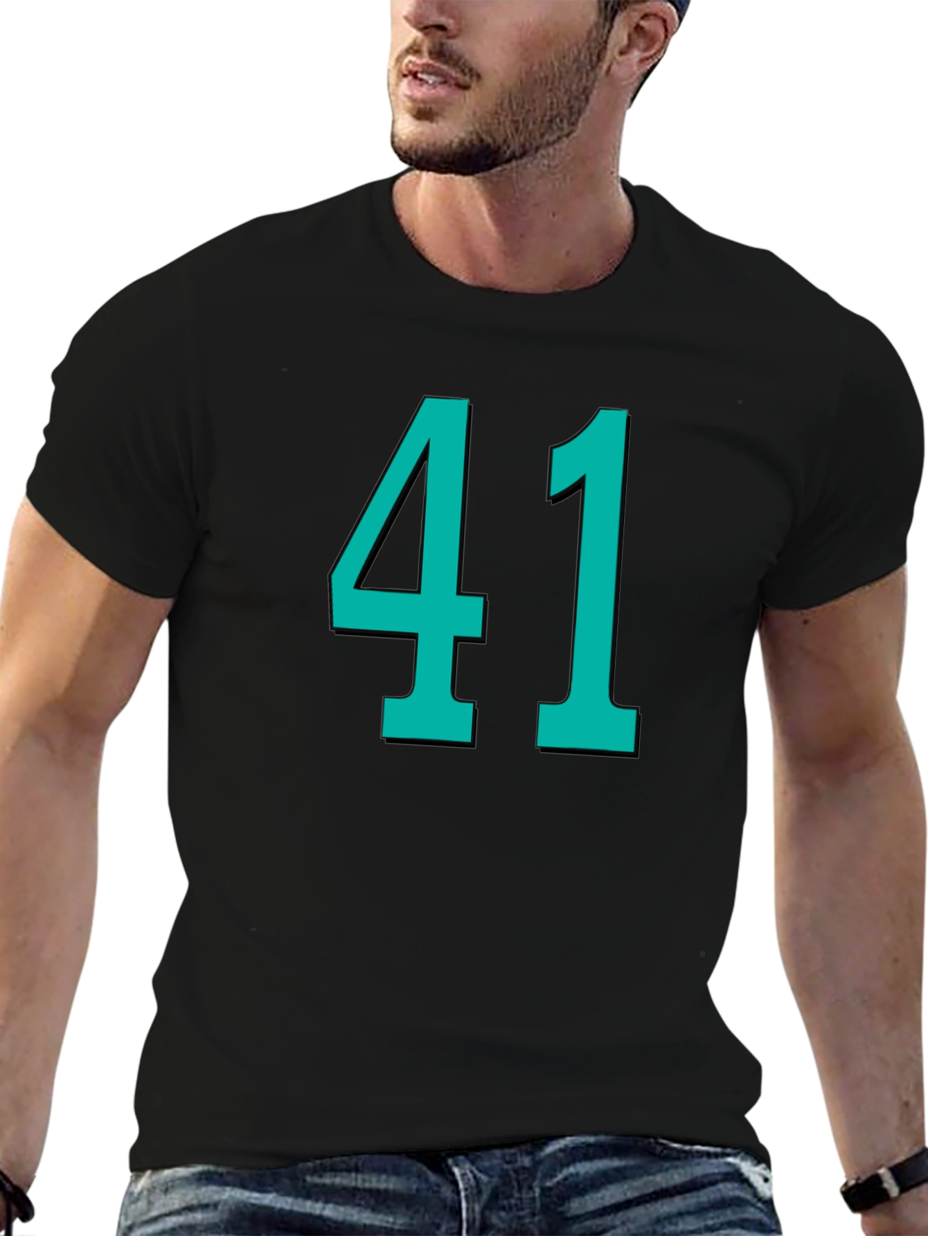 Number 41 Graphic Tee - Black Cotton T-Shirt