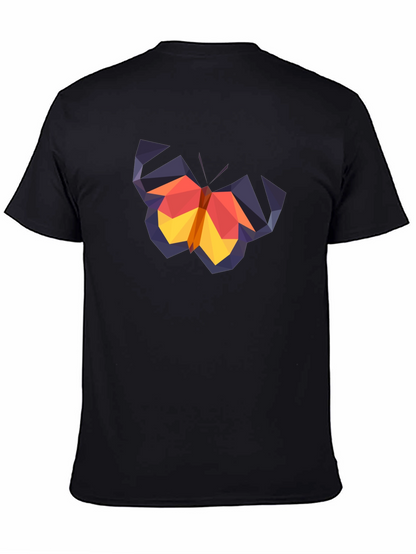 Geometric Butterfly Graphic Tee - Black Cotton