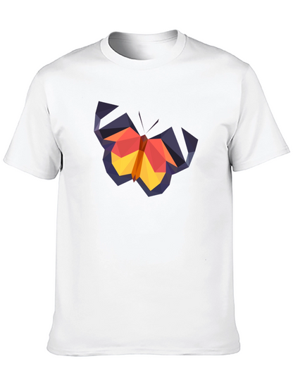 Geometric Butterfly Graphic Tee - Black Cotton