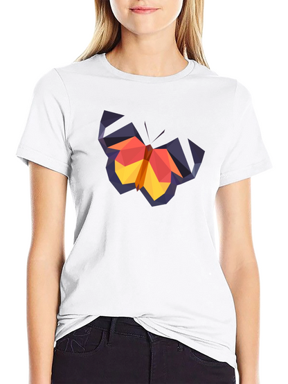 Geometric Butterfly Graphic Tee - Black Cotton