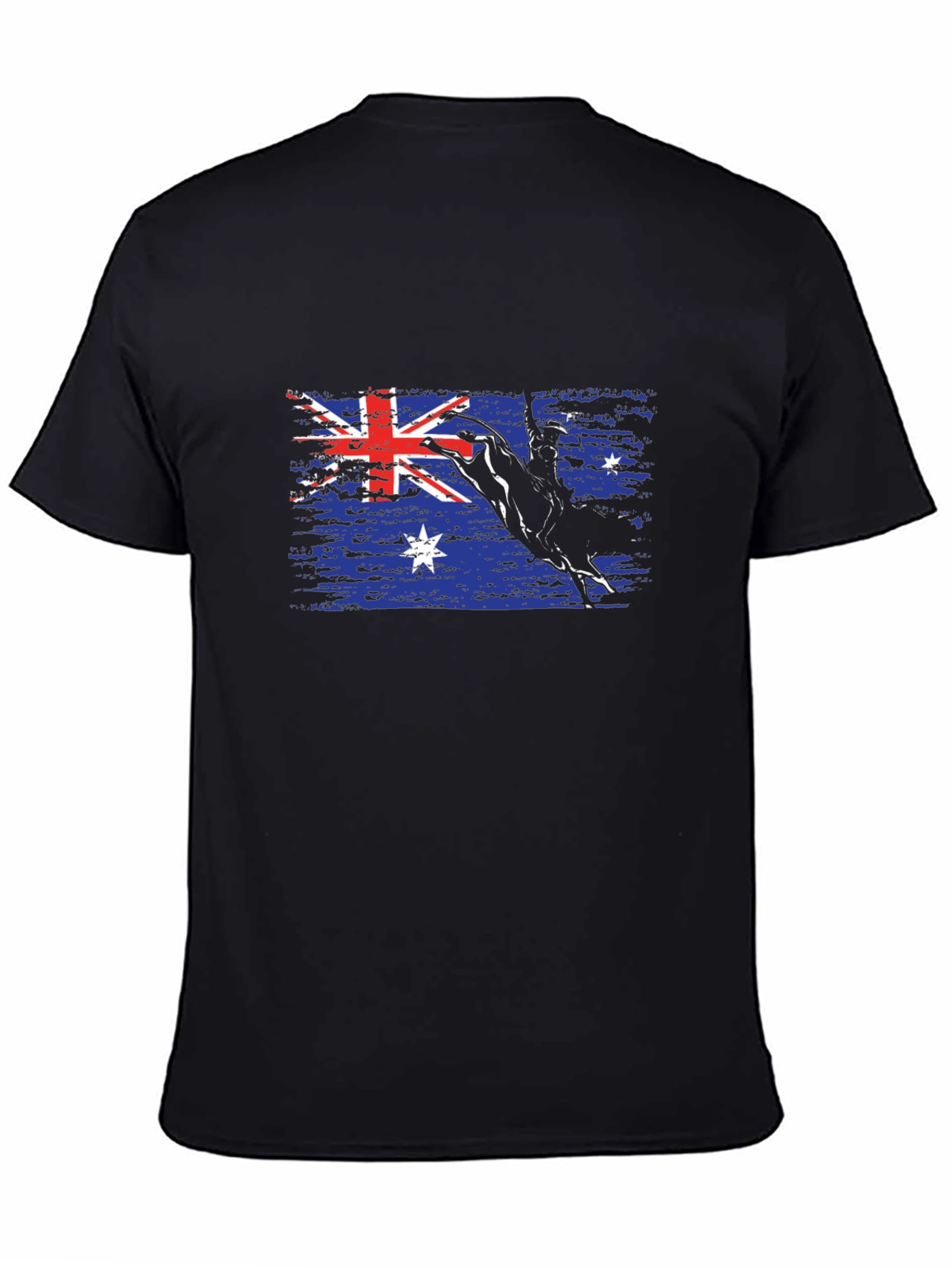 Australian Flag Bull Rider T-Shirt - Black