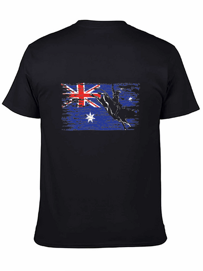 Australian Flag Bull Rider T-Shirt - Black