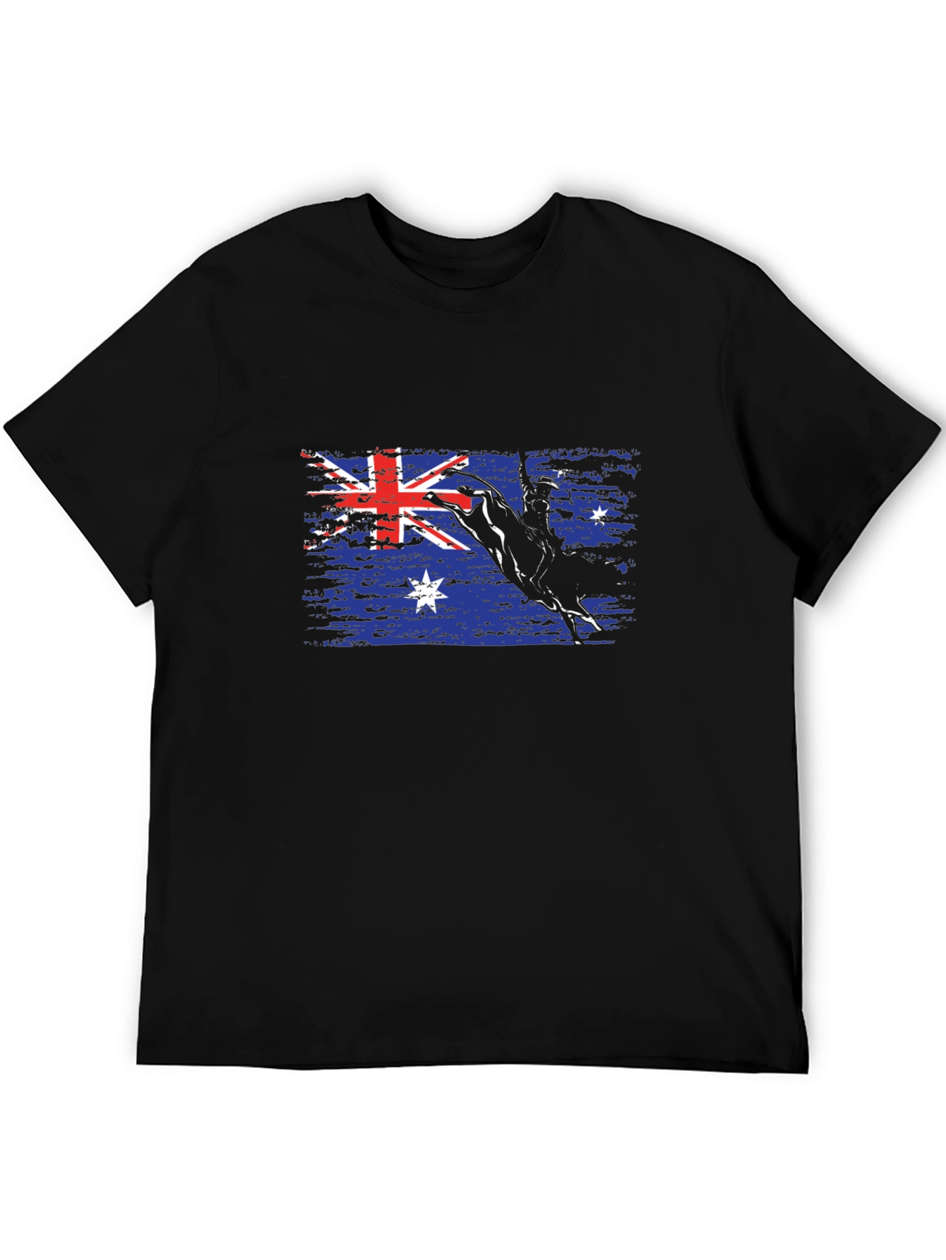 Australian Flag Bull Rider T-Shirt - Black