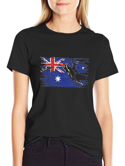 Australian Flag Bull Rider T-Shirt - Black