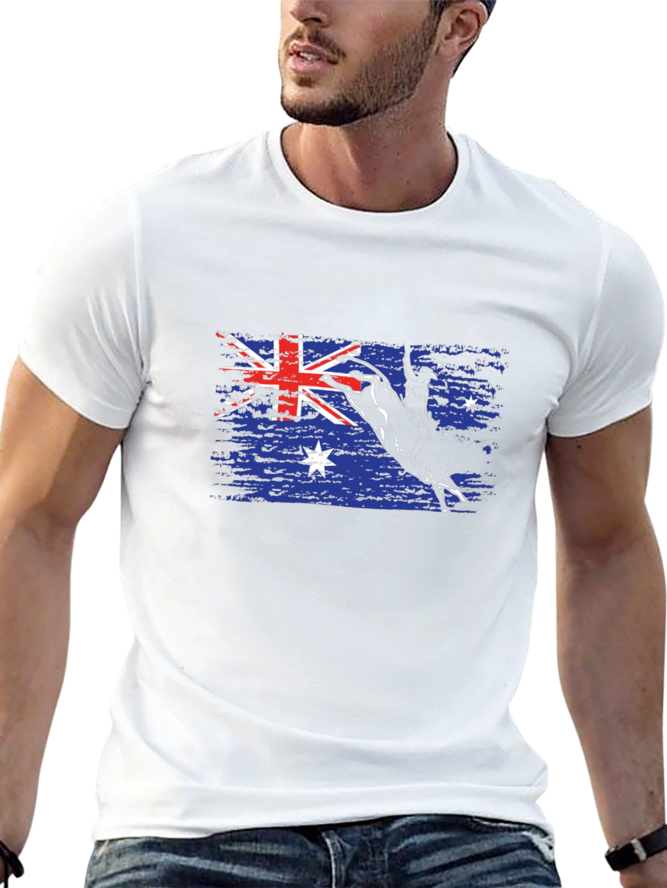 Australian Flag Bull Rider T-Shirt - Black