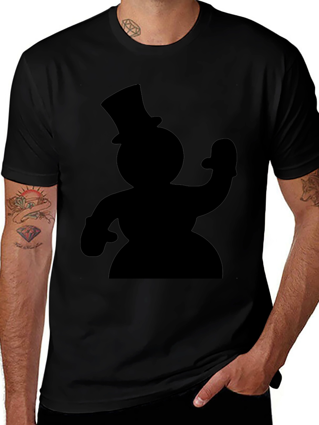 Snowman Silhouette Black T-Shirt