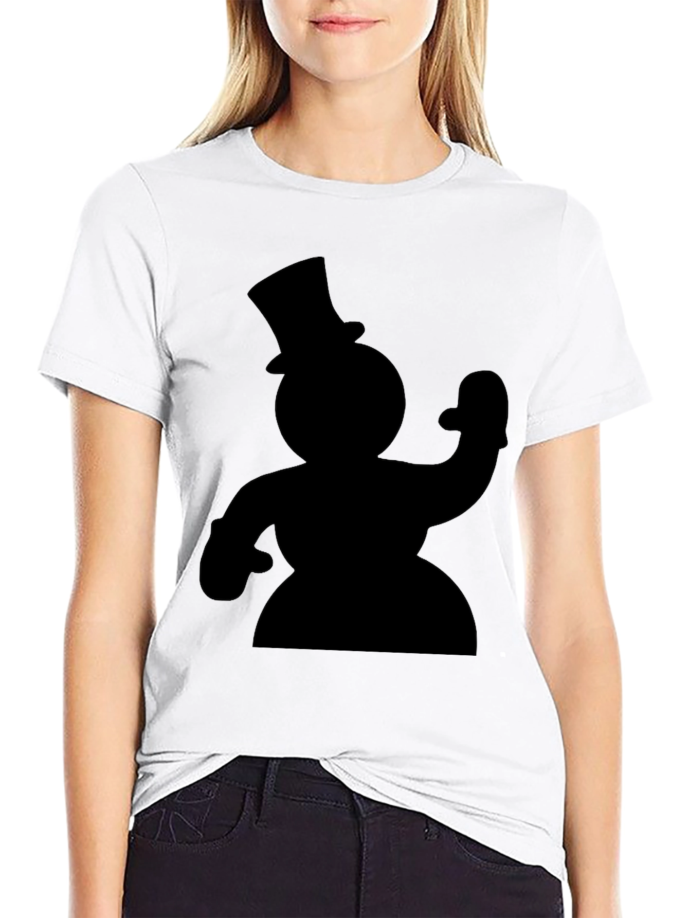 Snowman Silhouette Black T-Shirt